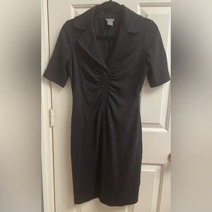 Ann Taylor Black Collared Fitted Dress Sz 6